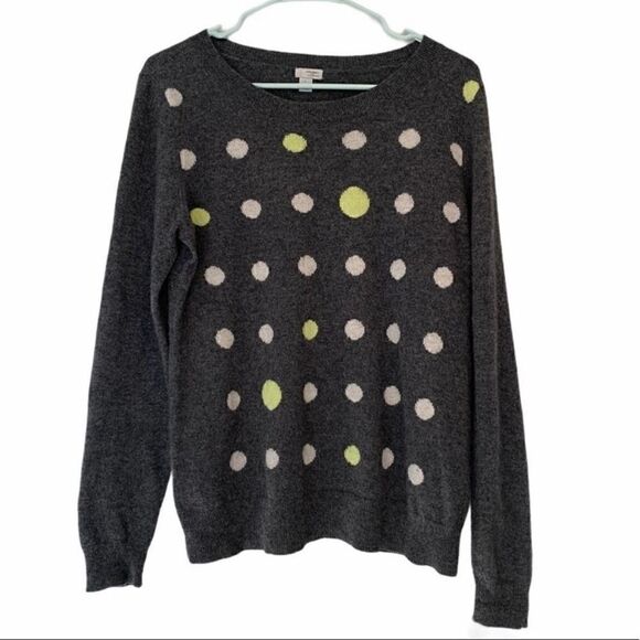 Halogen Grey Polka Dot Cashmere Sweater Size Large - Picture 1 of 5